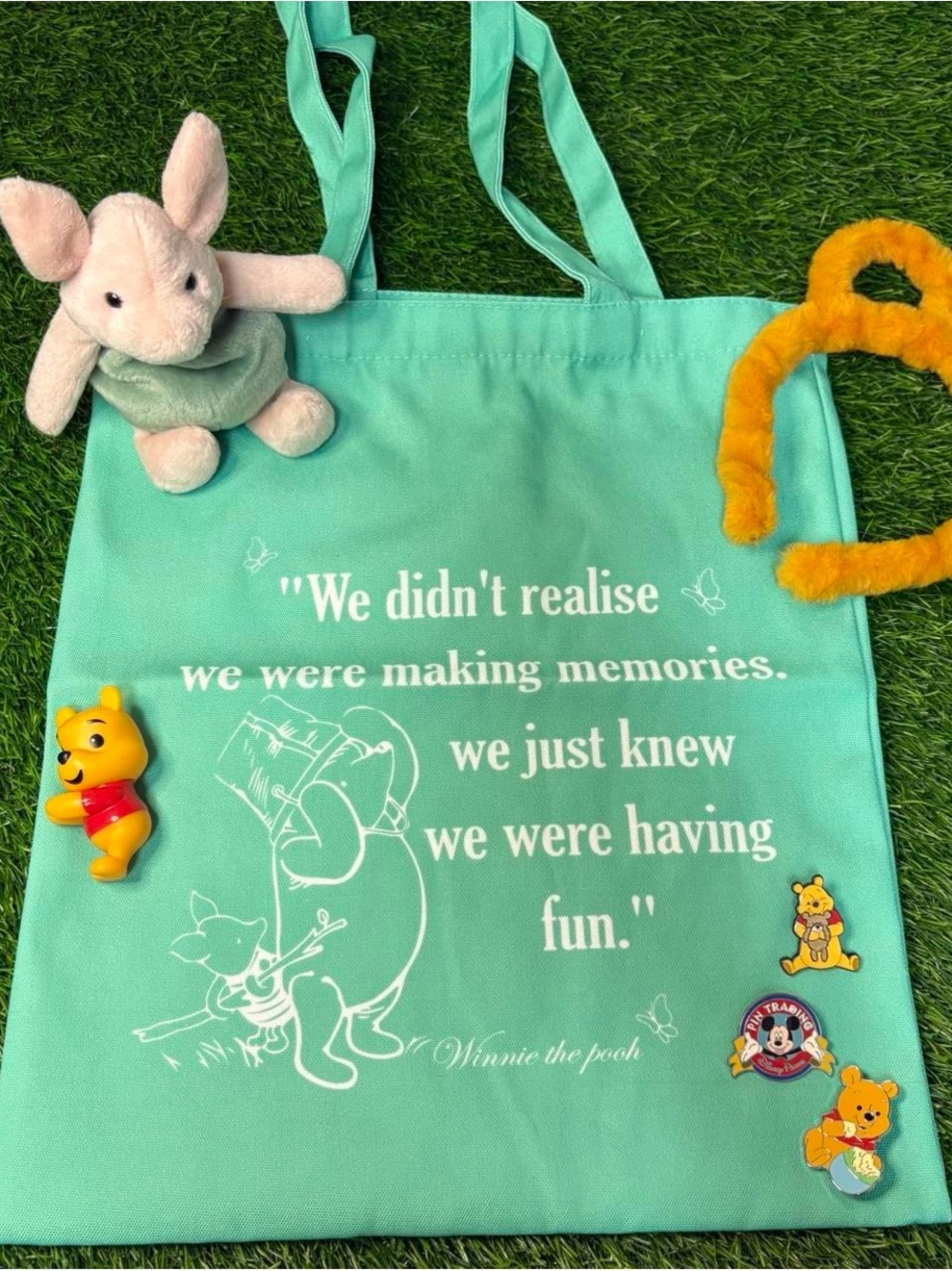 Disney Winnie the Pooh Mint Green Canvas Tote Bag